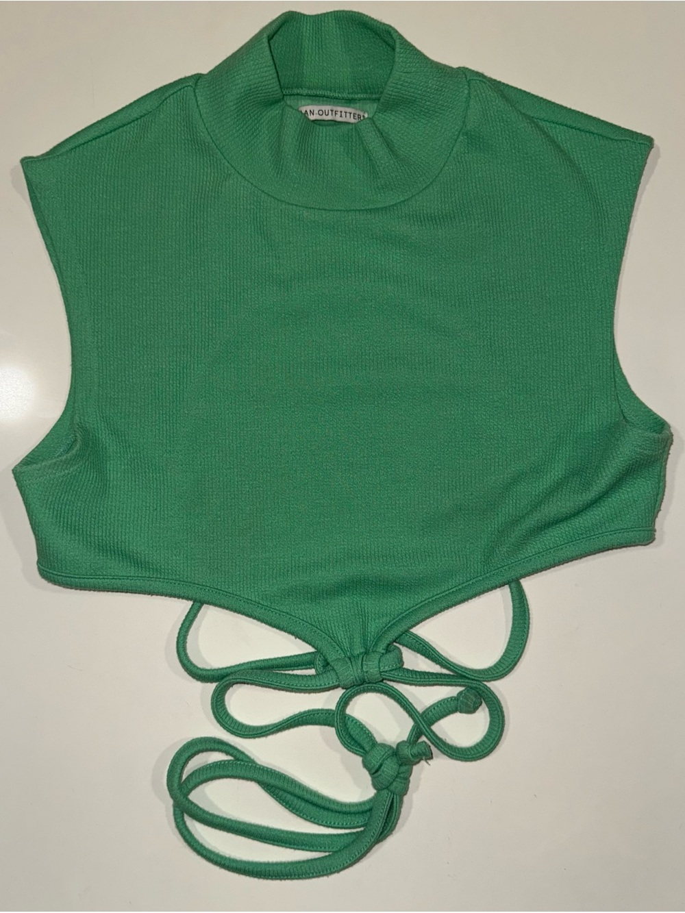 Urban Outfitters Green Sleeveless Mock Neck Tie-Front Crop Top